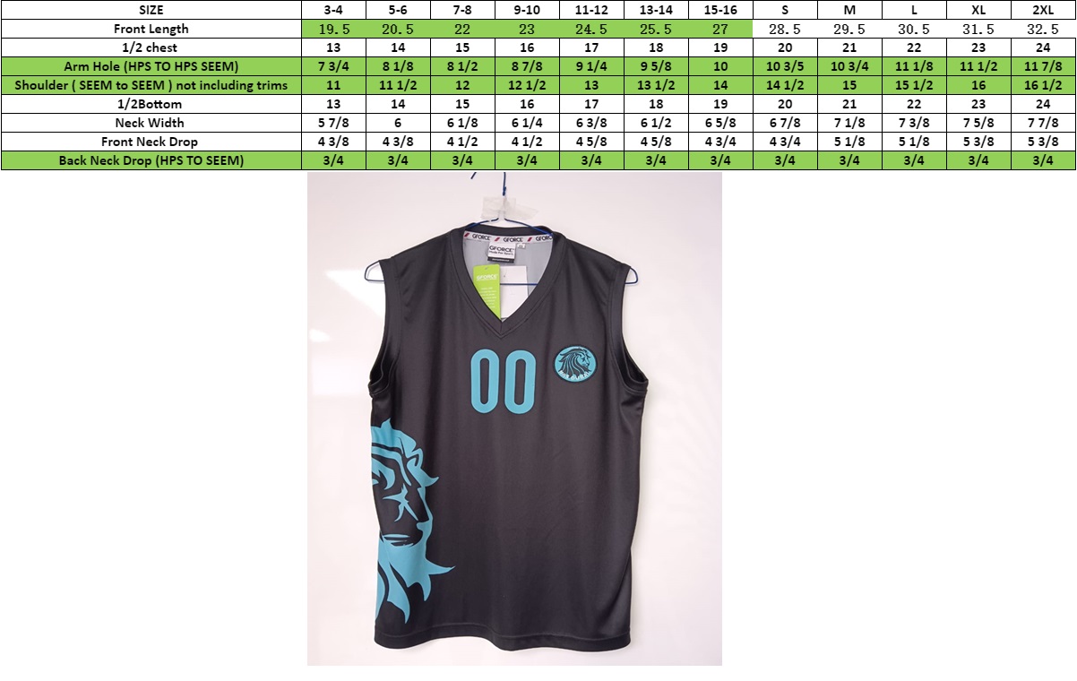 TEAM KIT MEASUREMENT CHART